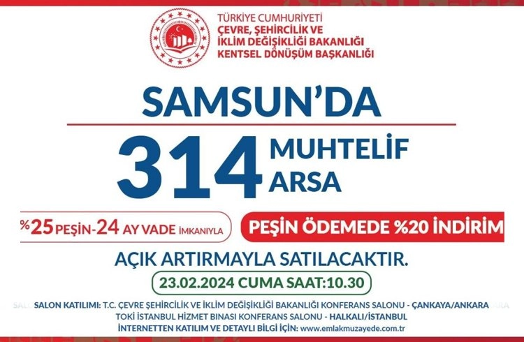 Samsun’da fırsat, 314 arsa satılacak Görseli