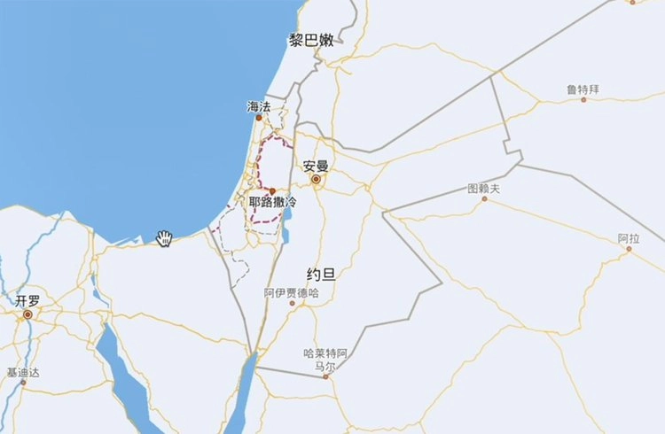 Çin'deki online haritalara göre İsrail isimli bir devlet artık yok Görseli